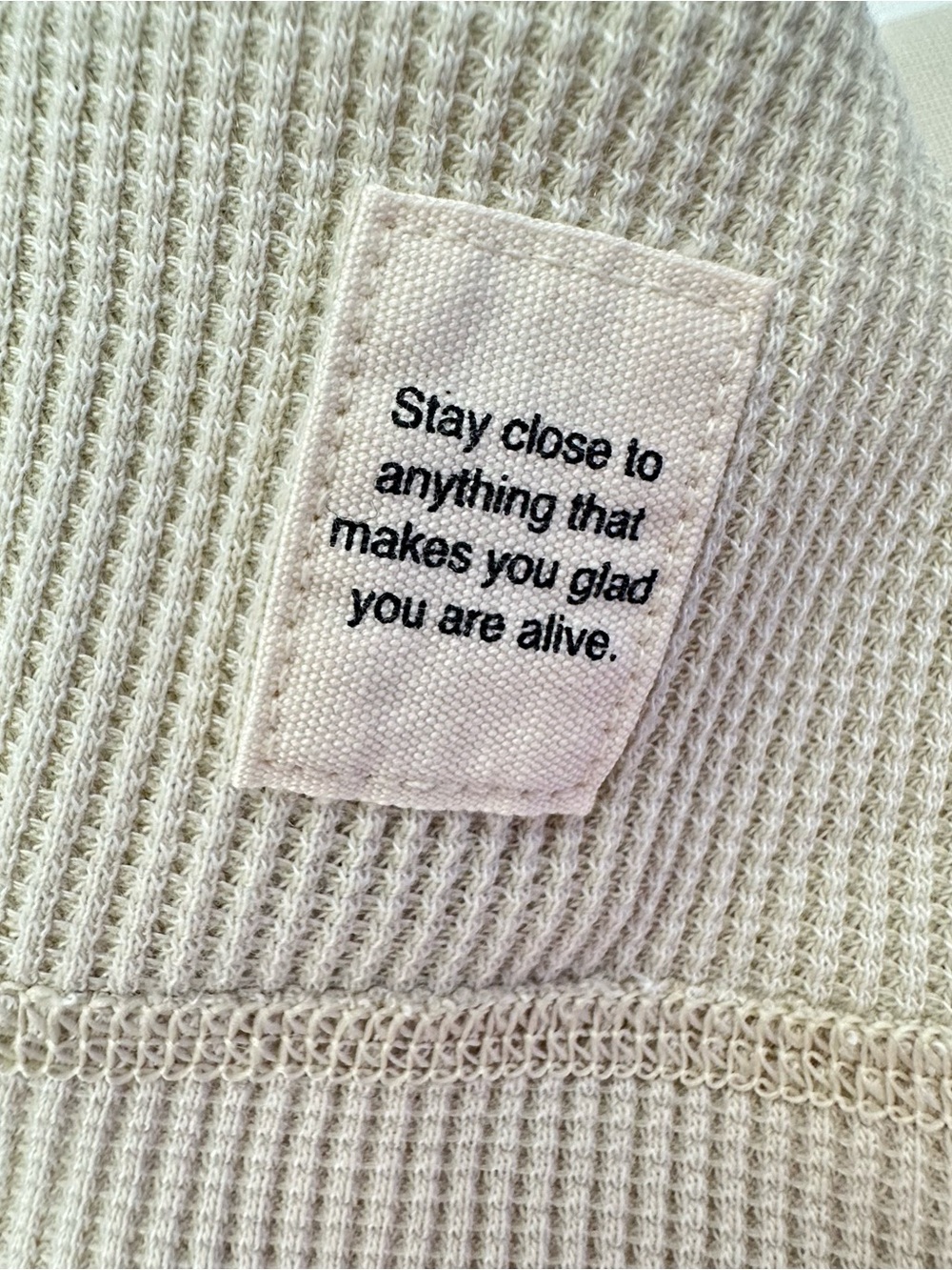 Vuori Long Sleeve Waffle Crew Shirt - Cream - Picture 7 of 9